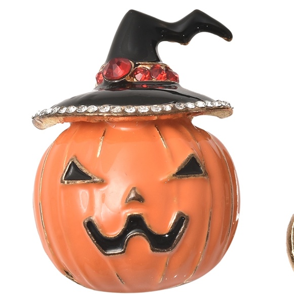 Halloween Pumpkin Or Black Cat Brooch Pin Austrian Crystal Enameled  New Choice - Picture 4 of 10